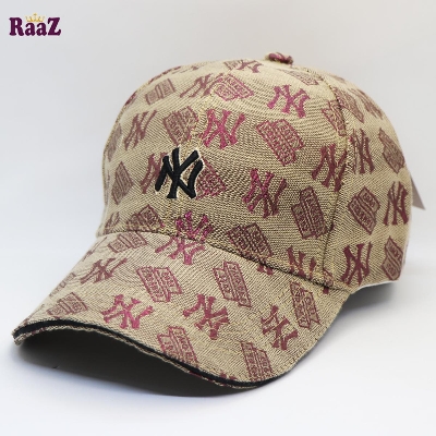 Picture of NY Brown Pink Premium Fabrics Curved Visor Cap