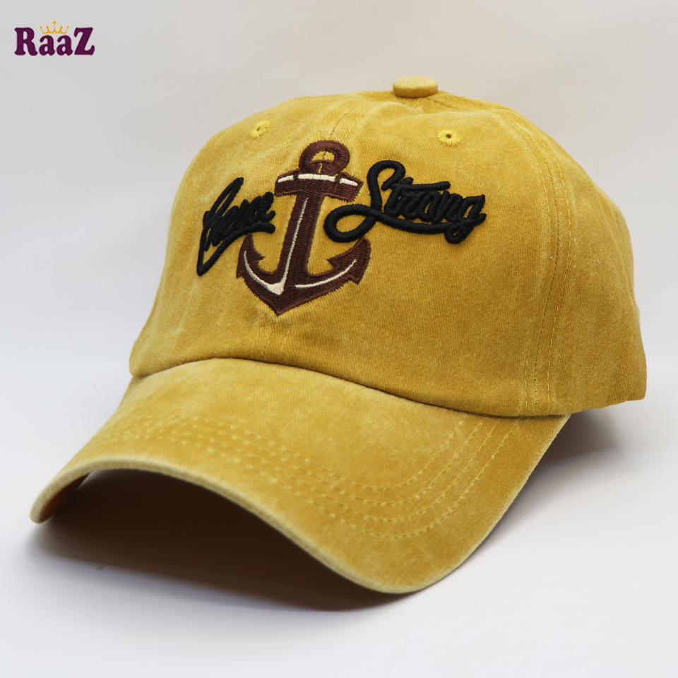 Picture of Yellow Boat Anchor Embroidery Logo Imported Wash Cap