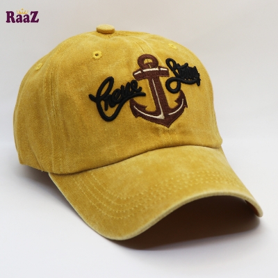Picture of Yellow Boat Anchor Embroidery Logo Imported Wash Cap