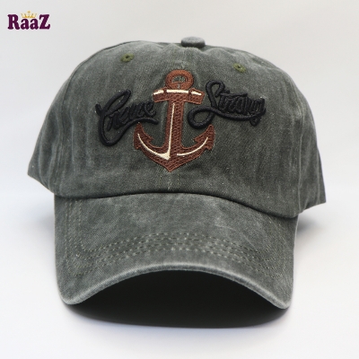 Picture of Deep Green Boat Anchor Embroidery Logo Imported Wash Cap
