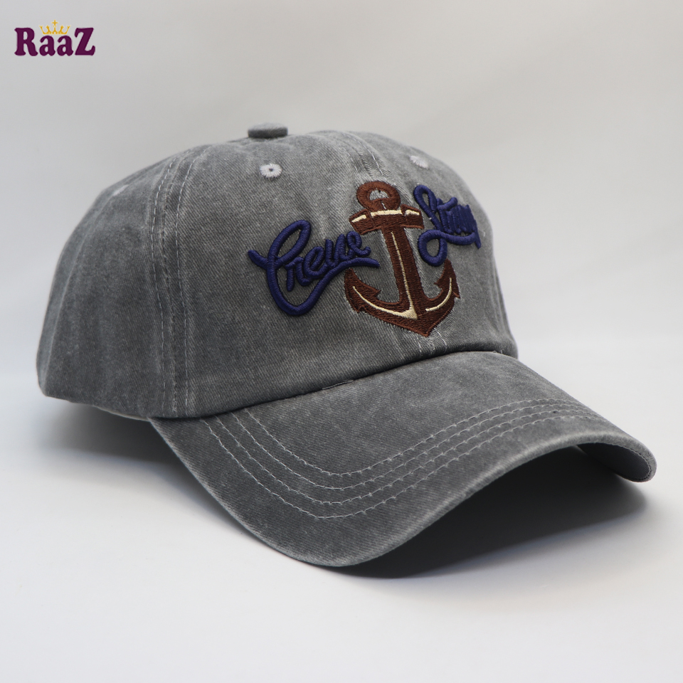 Picture of Silver Red Boat Anchor Embroidery Logo Imported Wash Cap