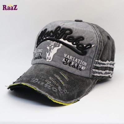Picture of Silver Grey Black Rebel Embroidery Logo Imported Wash Cap