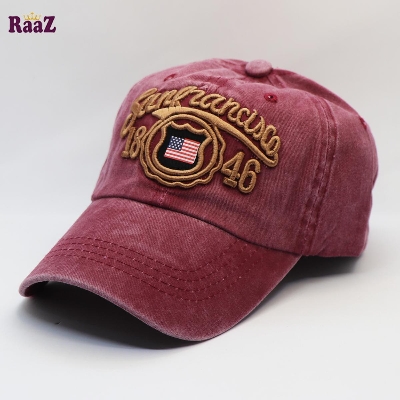 Picture of Rose Red San Francisco Embroidery Logo Imported Wash Cap