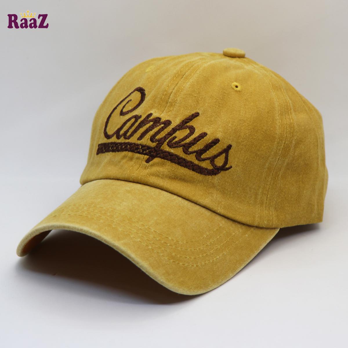 Picture of Yellow Brown Campus Embroidery Logo Imported Wash Cap - Cap