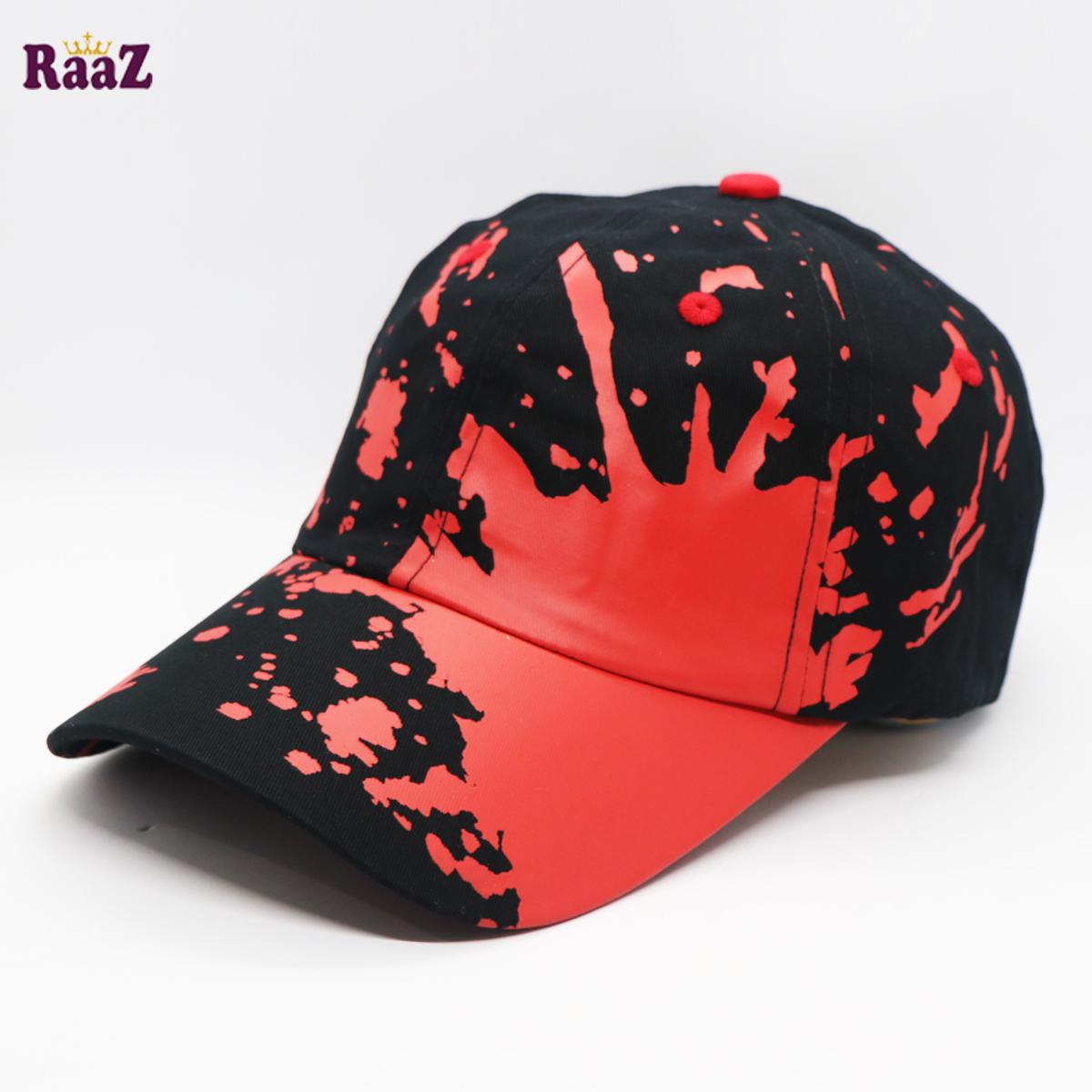 Picture of Black and Red Fine Cotton Cap for Men and Women