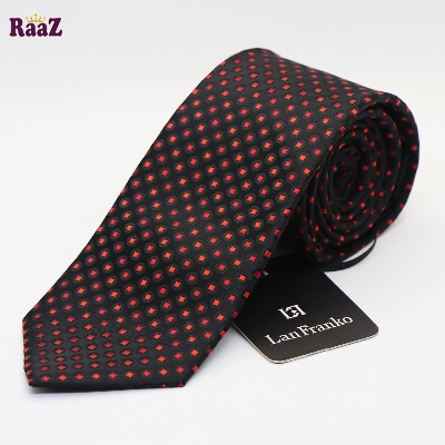 Picture of Black Red Square Dot Embroidered Tie For Men