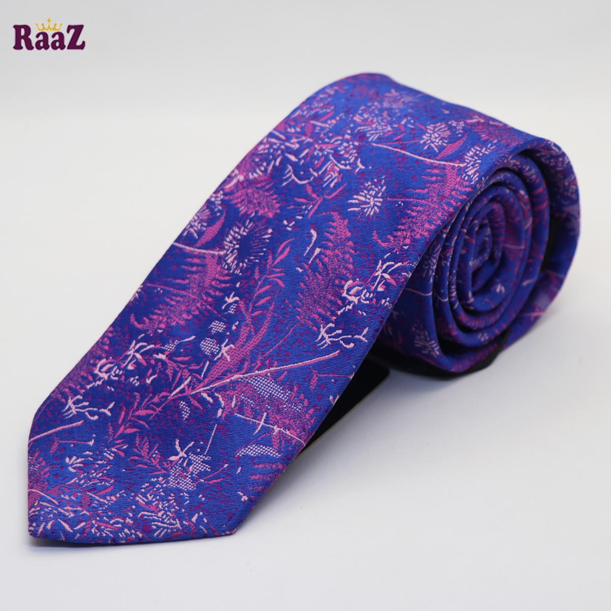 Picture of Blue Pink Flower Design Men's Necktie