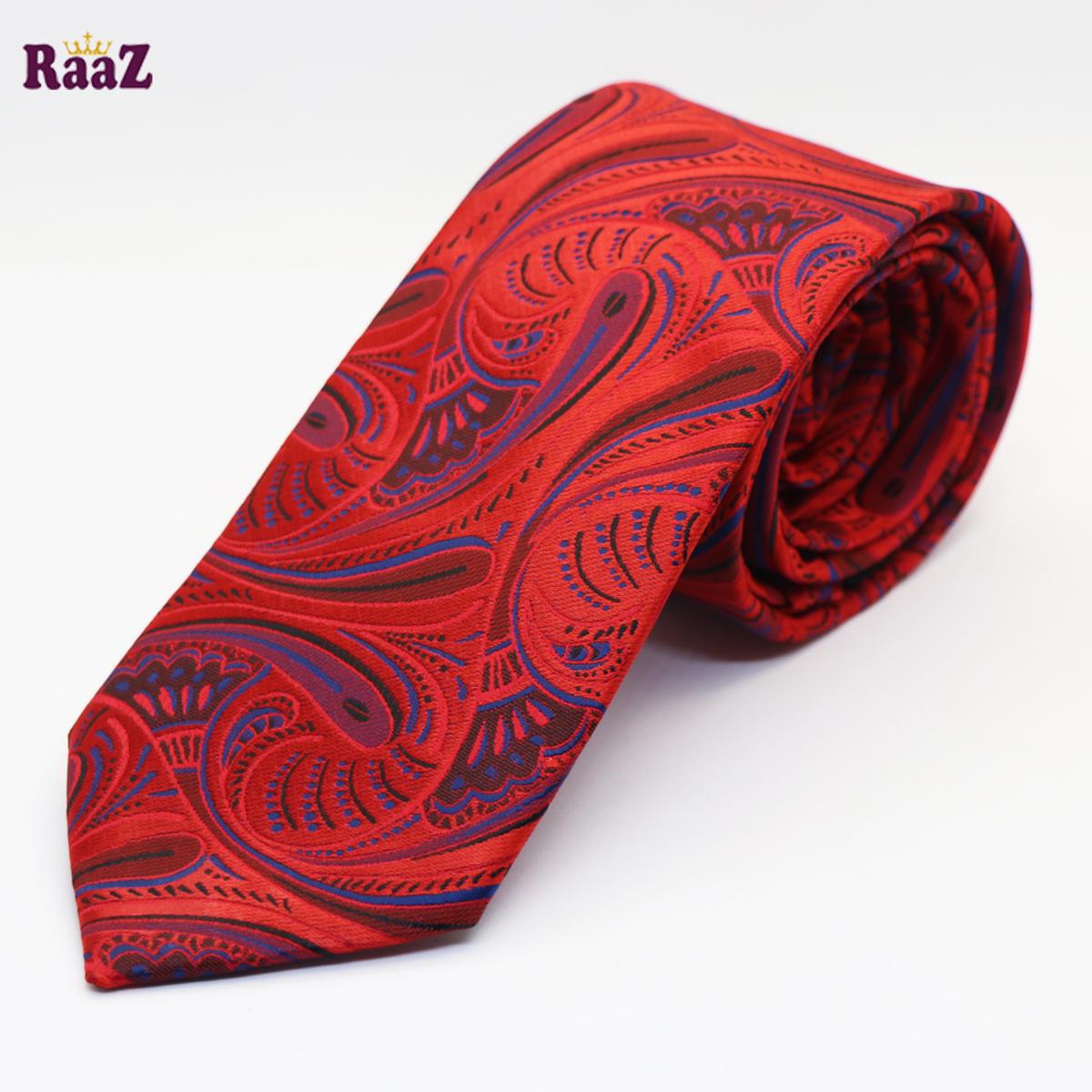 Picture of Maroon Blue Edge Bulky Floral Design Tie For Men