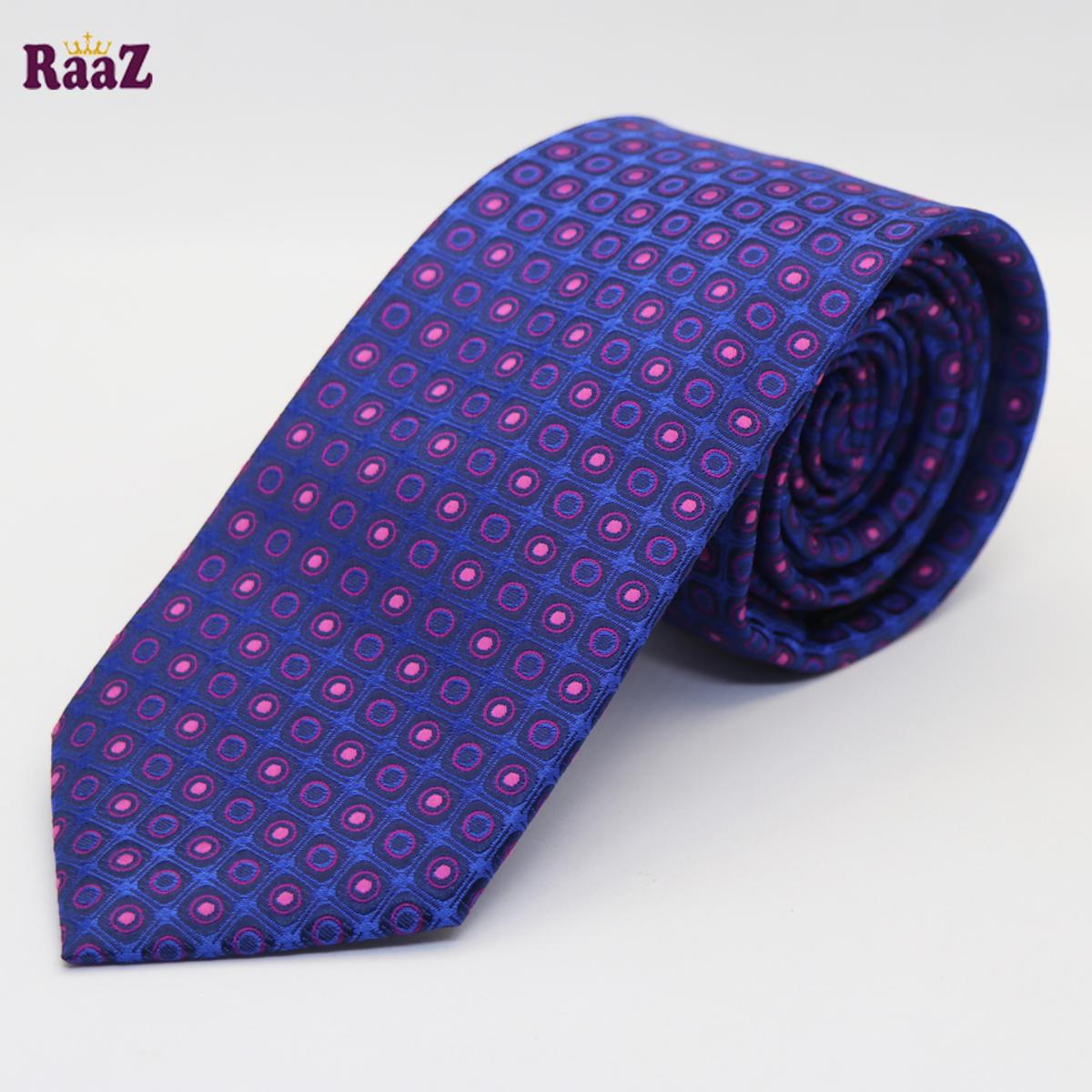 Picture of Blue Circle Embroidered Necktie For Men