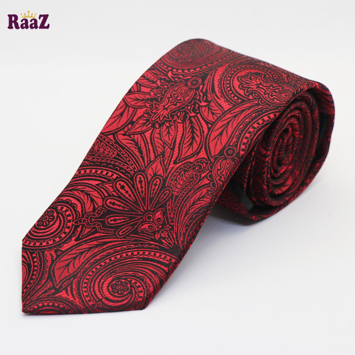Picture of Maroon Big Flower Embroidered Necktie For Men