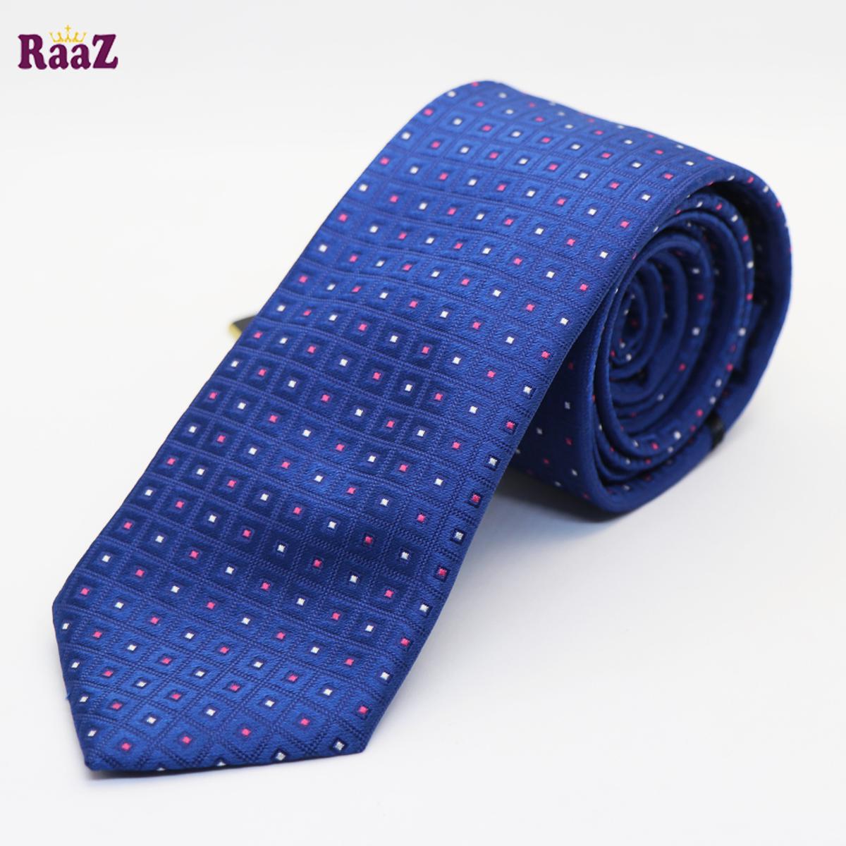 Picture of Silky Navy Blue Square Tie For Men