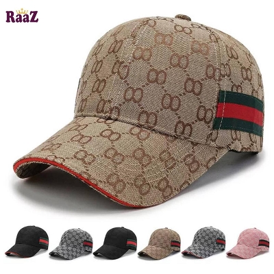 Picture of Imported Stripe GG Logo Premium Curved Visor Cap - Cap