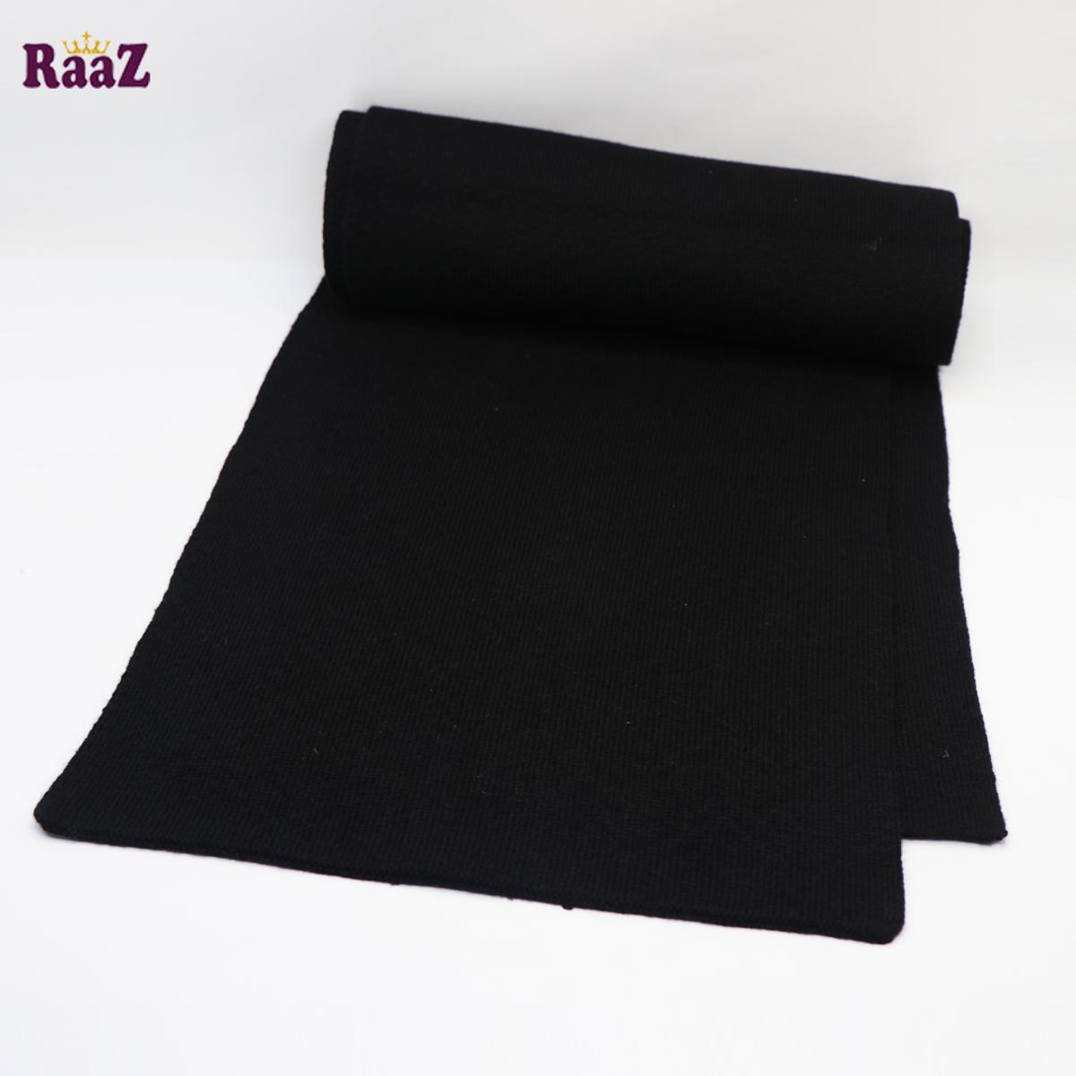Picture of Solid Black Knitted Fabrics Zigzag Design Premium Scarf Muffler - Maflar For Men