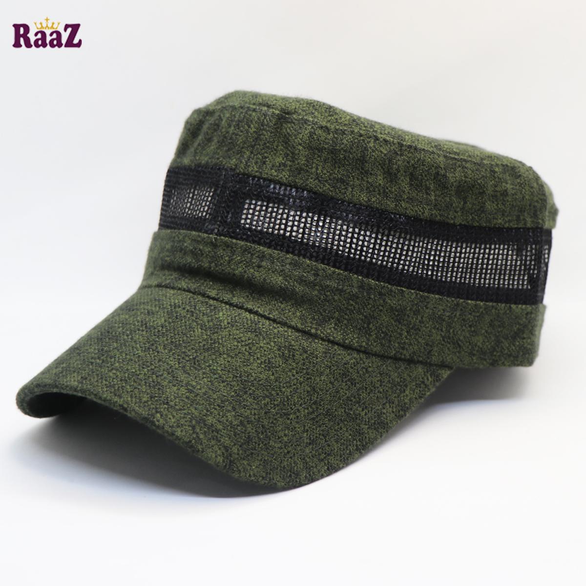 Picture of Deep Green Fashion Export Quality News Boy Flat Net Cap For Men