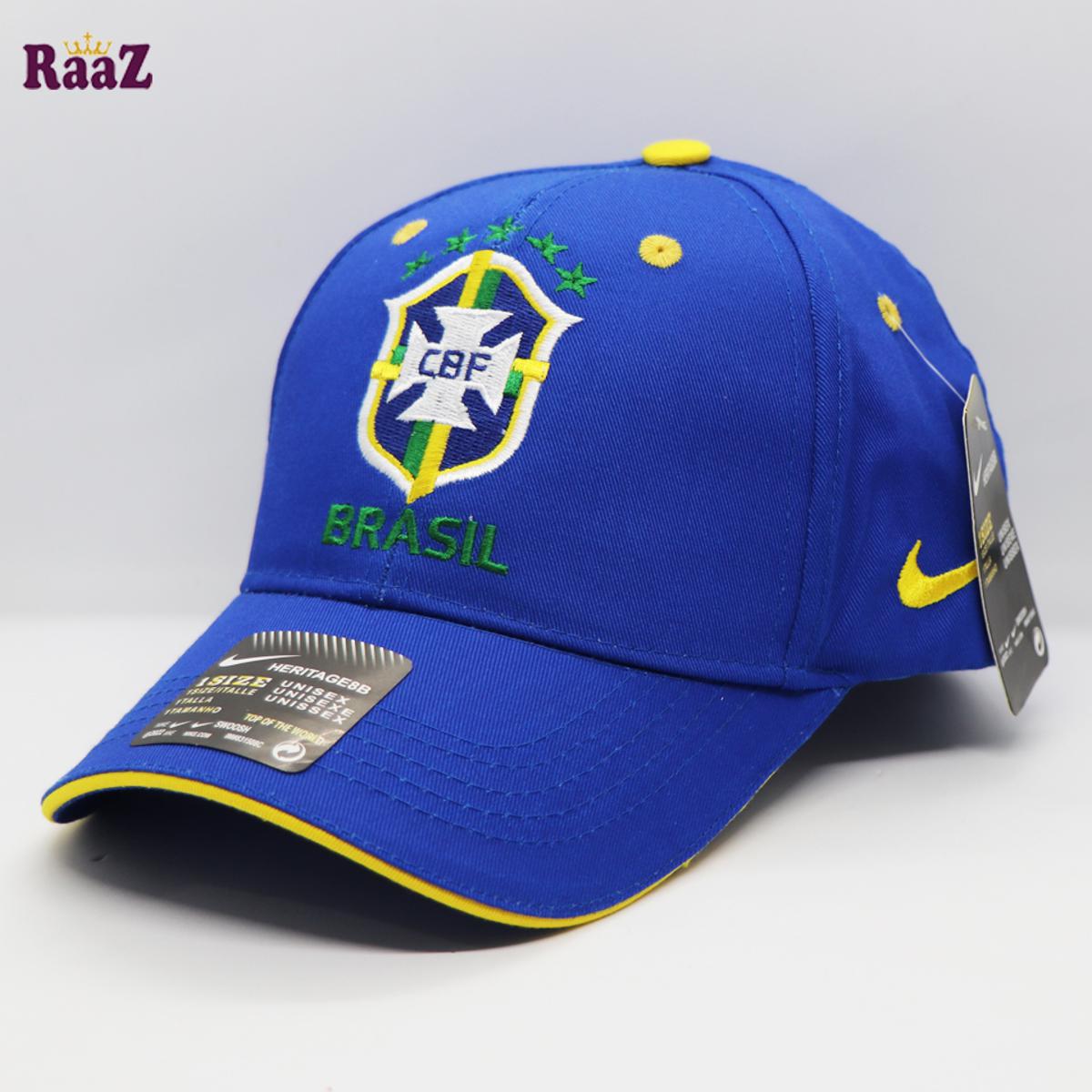 Picture of Brazil Blue And Yellow Edge Premium Cotton Embroidery Logo Curved Visor Cap