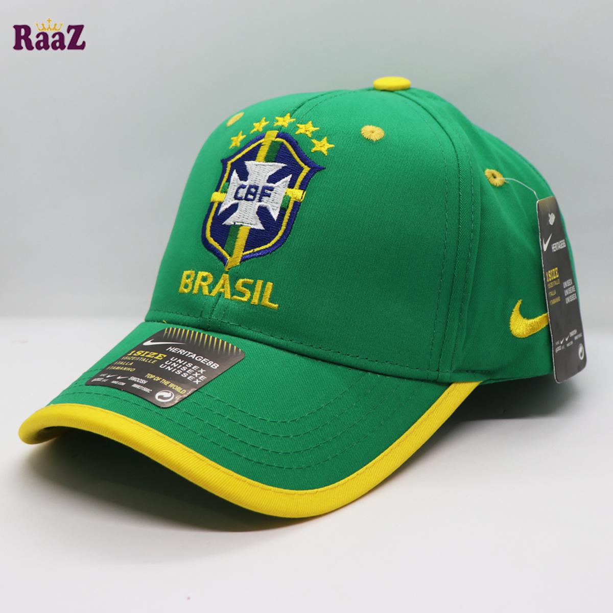 Picture of Brazil Green And Yellow Edge Premium Cotton Embroidery Logo Curved Visor Cap