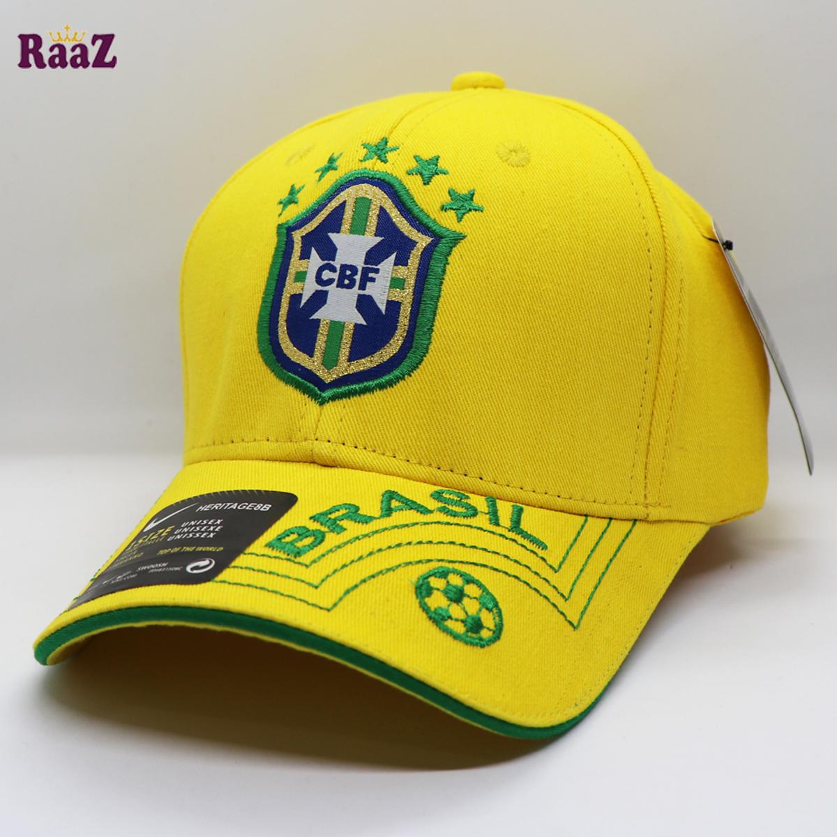 Picture of Brazil Yellow Premium Cotton Visor Embroidery Logo Curved Cap