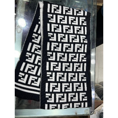 Picture of Black And White FF Logo Winter Woolen Scarf, Soft Muffler Stylish Fashion Scarf For Men And Women