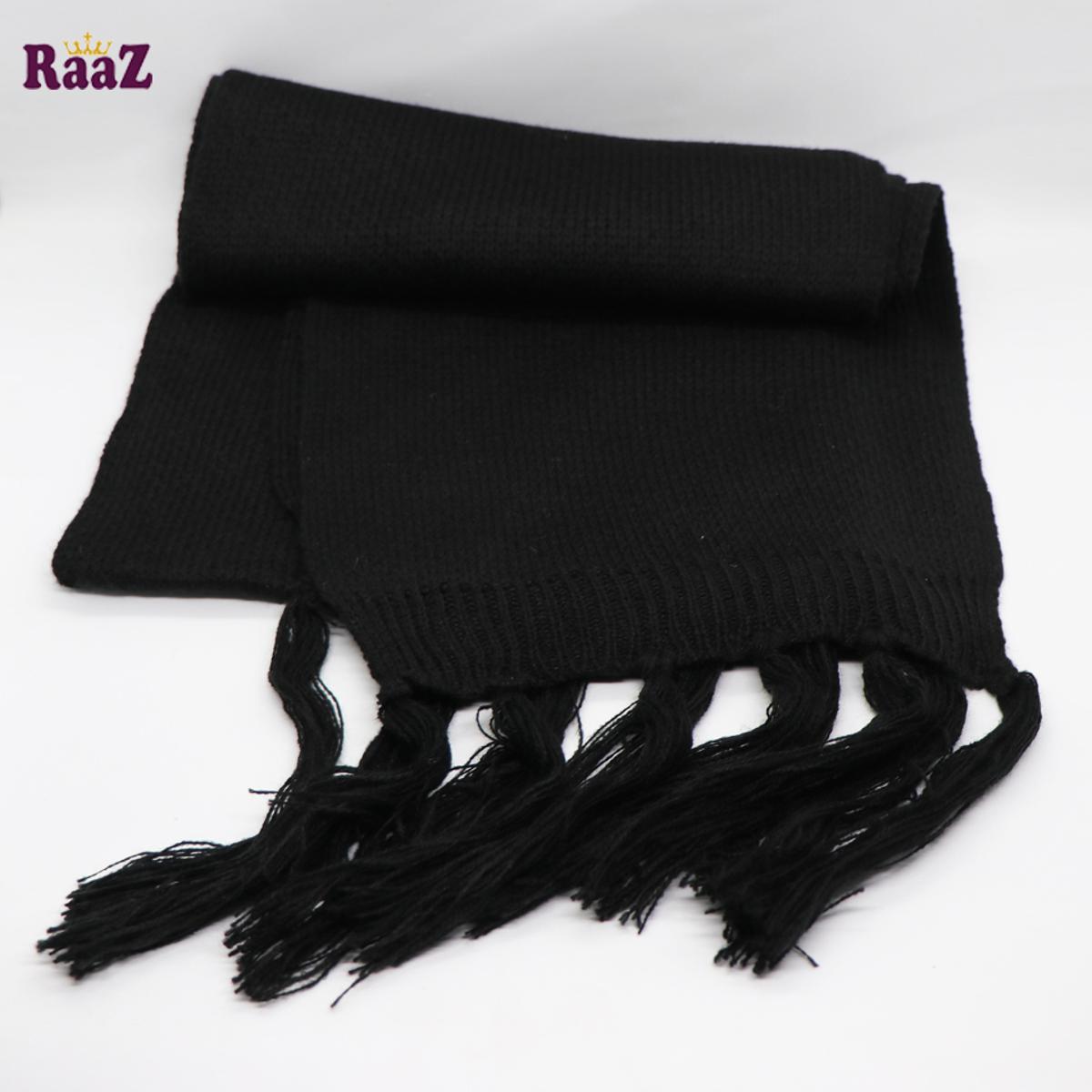 Picture of Black Winter Woolen Scarf, Soft Muffler Stylish Fashion Scarf For Men And Women