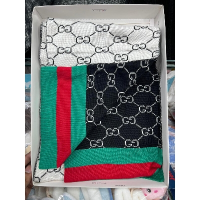 Picture of Black and White GG 2 in 1 design Winter Woolen Scarf, Soft Muffler Stylish Fashion Scarf For Men And Women