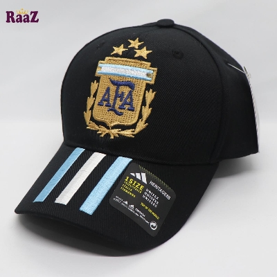 Picture of Black Argentina Three Star Embroidered AFA Logo 3-Stripe Cap