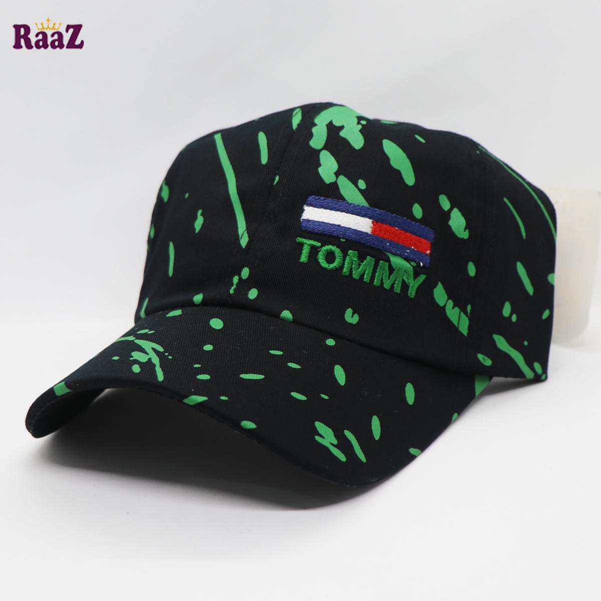 Picture of Black And Green Embroidery Logo Cotton Curved Visor Cap For Men