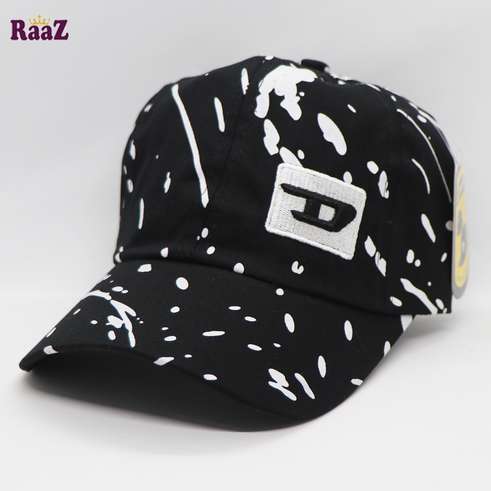 Picture of Black And White Embroidery Logo Cotton Curved Visor Cap For Men