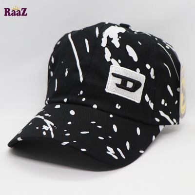 Picture of Black And White Embroidery Logo Cotton Curved Visor Cap For Men