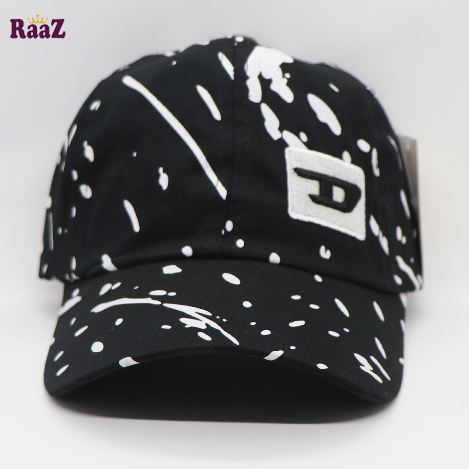 Picture of Black And White Embroidery Logo Cotton Curved Visor Cap For Men