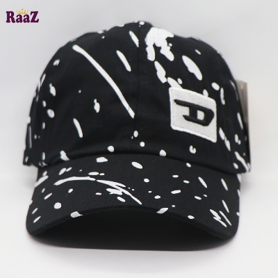 Picture of Black And White Embroidery Logo Cotton Curved Visor Cap For Men