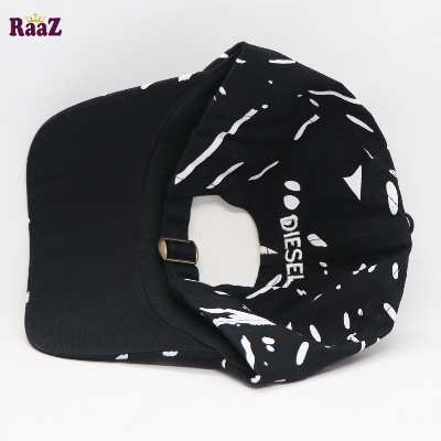 Picture of Black And White Embroidery Logo Cotton Curved Visor Cap For Men