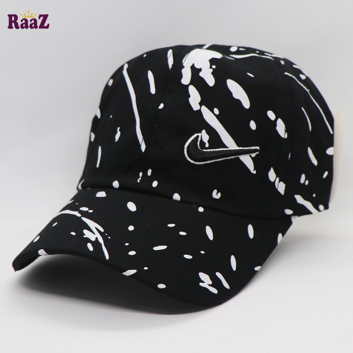 Picture of Black And White Embroidery Logo Cotton Curved Visor Cap For Men