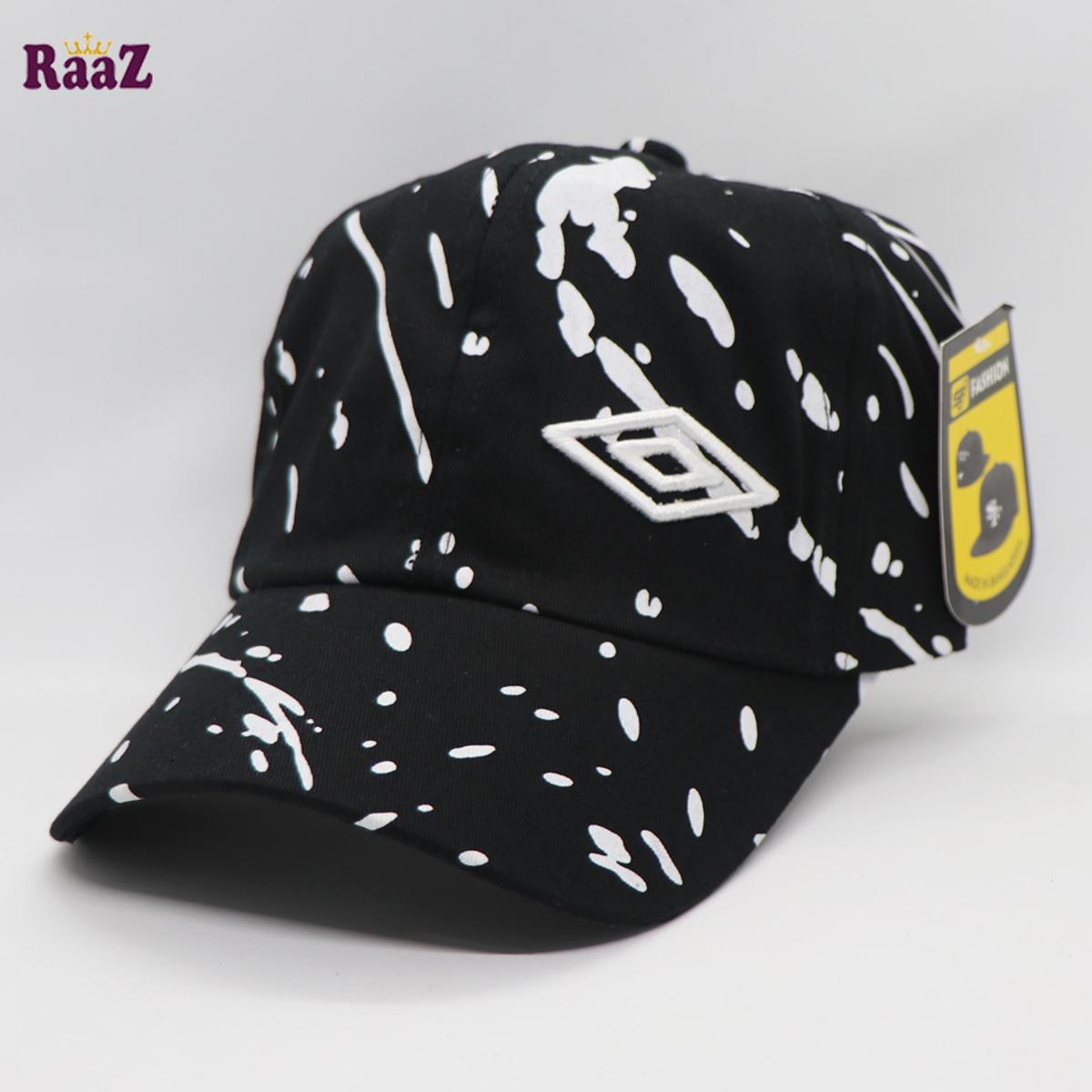 Picture of Black And White Embroidery Logo Cotton Curved Visor Cap For Men