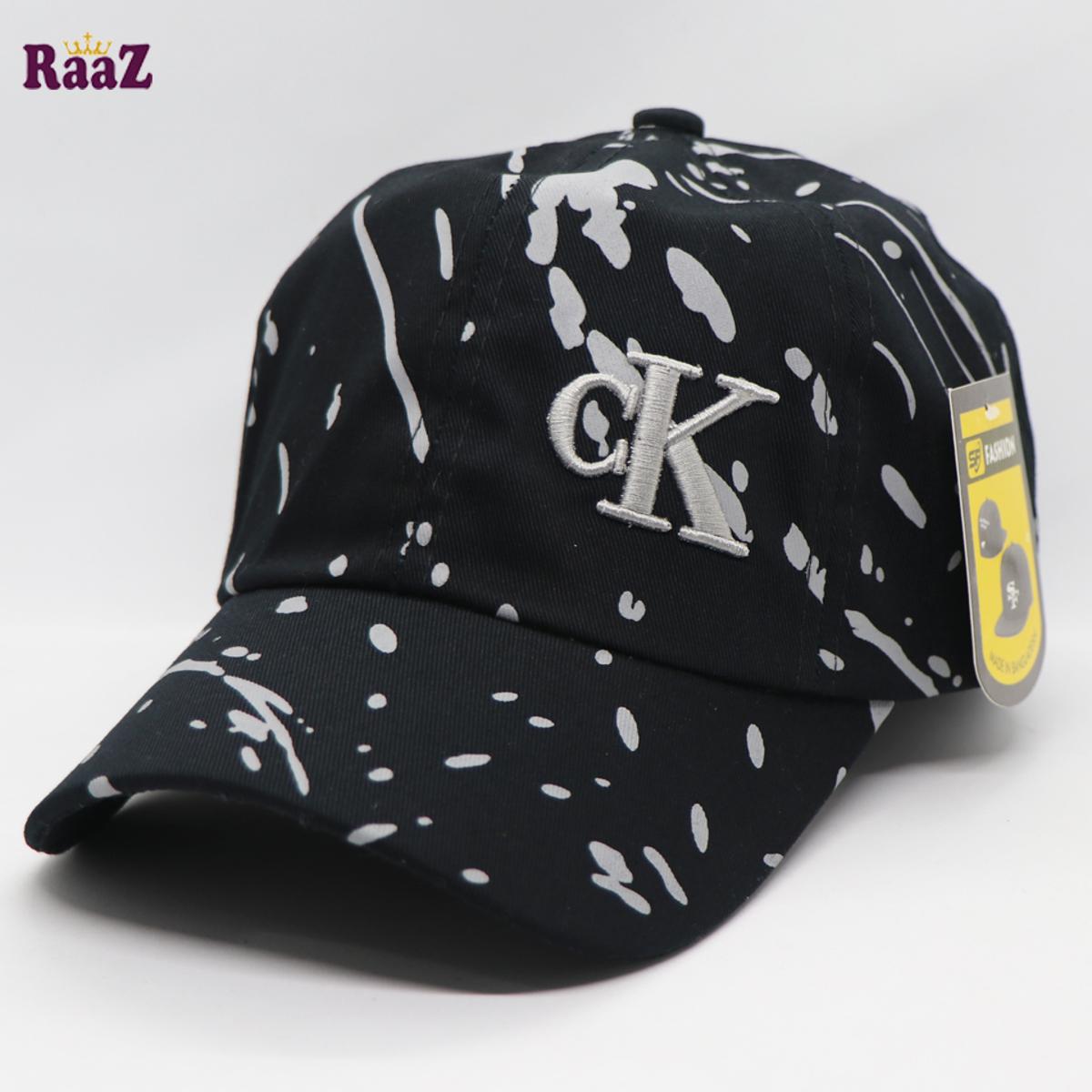 Picture of Black And White Embroidery Logo Cotton Curved Visor Cap For Men