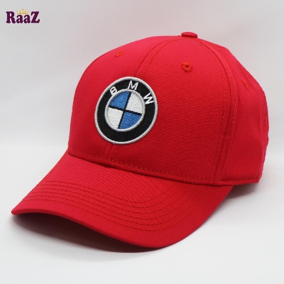 Picture of Red BMW Premium Quality Export Fine Cotton Embroidery Logo Curved Visor Baseball Cap For Men And Women