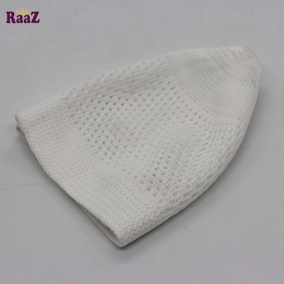 Picture of Full White Muslim Net Cotton Prayer Tupi-1pc