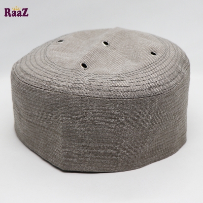 Picture of Brown Check Solid Color Cotton Mesh Air Prayer Tupi - Cap For Men