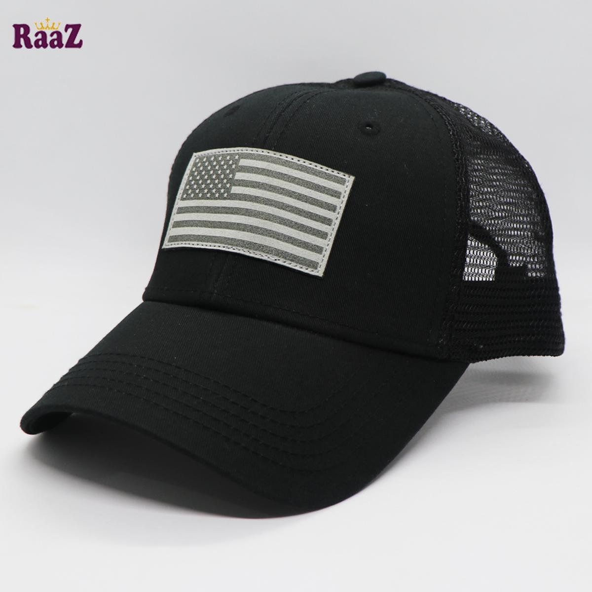 Picture of Black USA Flag 100% Export Hard Half Net Cap For Men