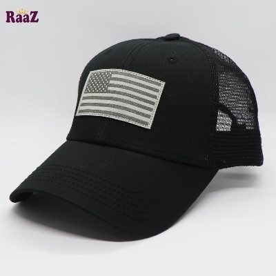 Picture of Black USA Flag 100% Export Hard Half Net Cap For Men
