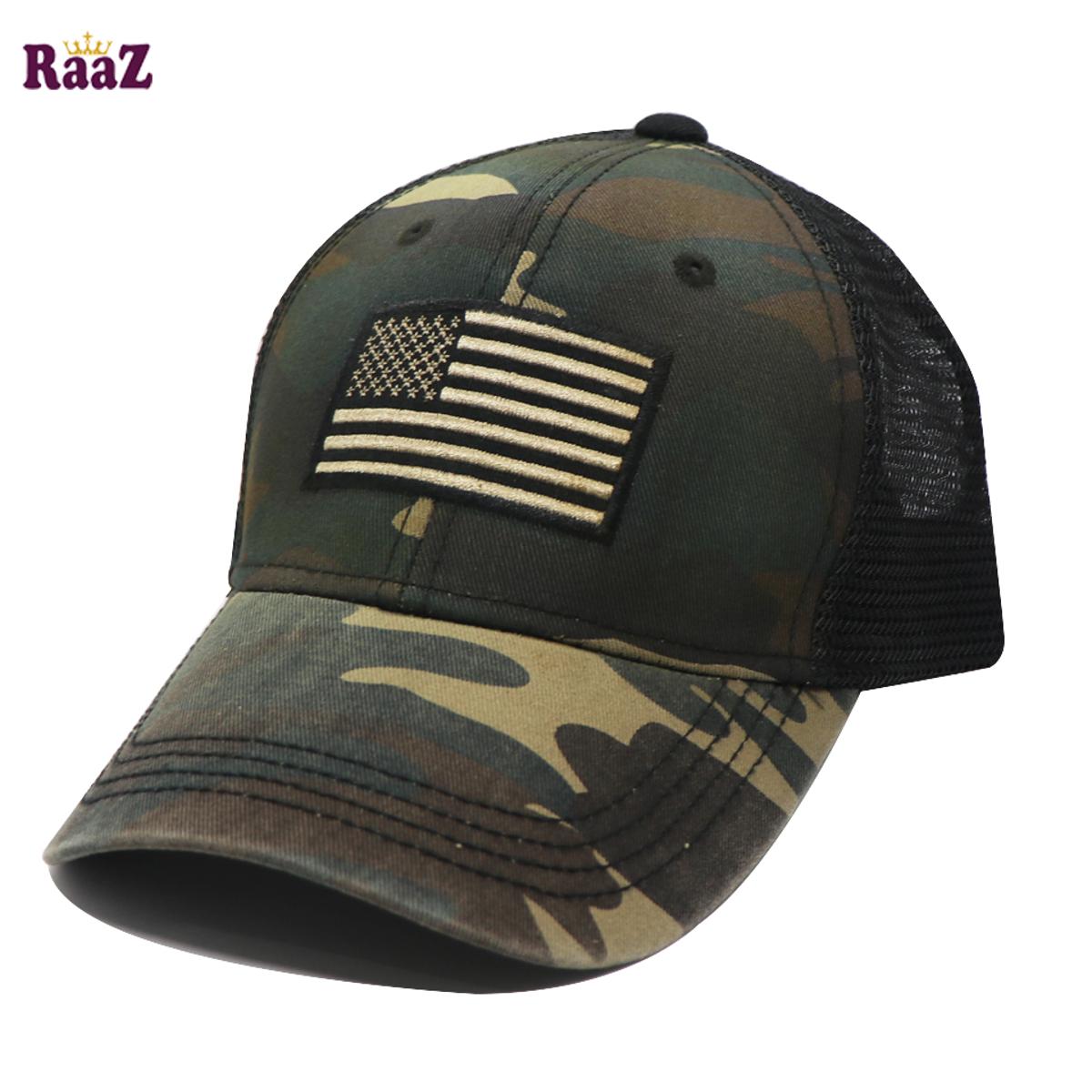 Picture of Camo Print USA Flag 100% Export Hard Half Net Cap For Men
