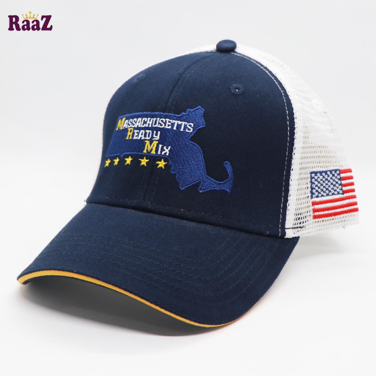 Picture of Navy Blue And White USA Flag 100% Export Hard Half Net Cap For Men