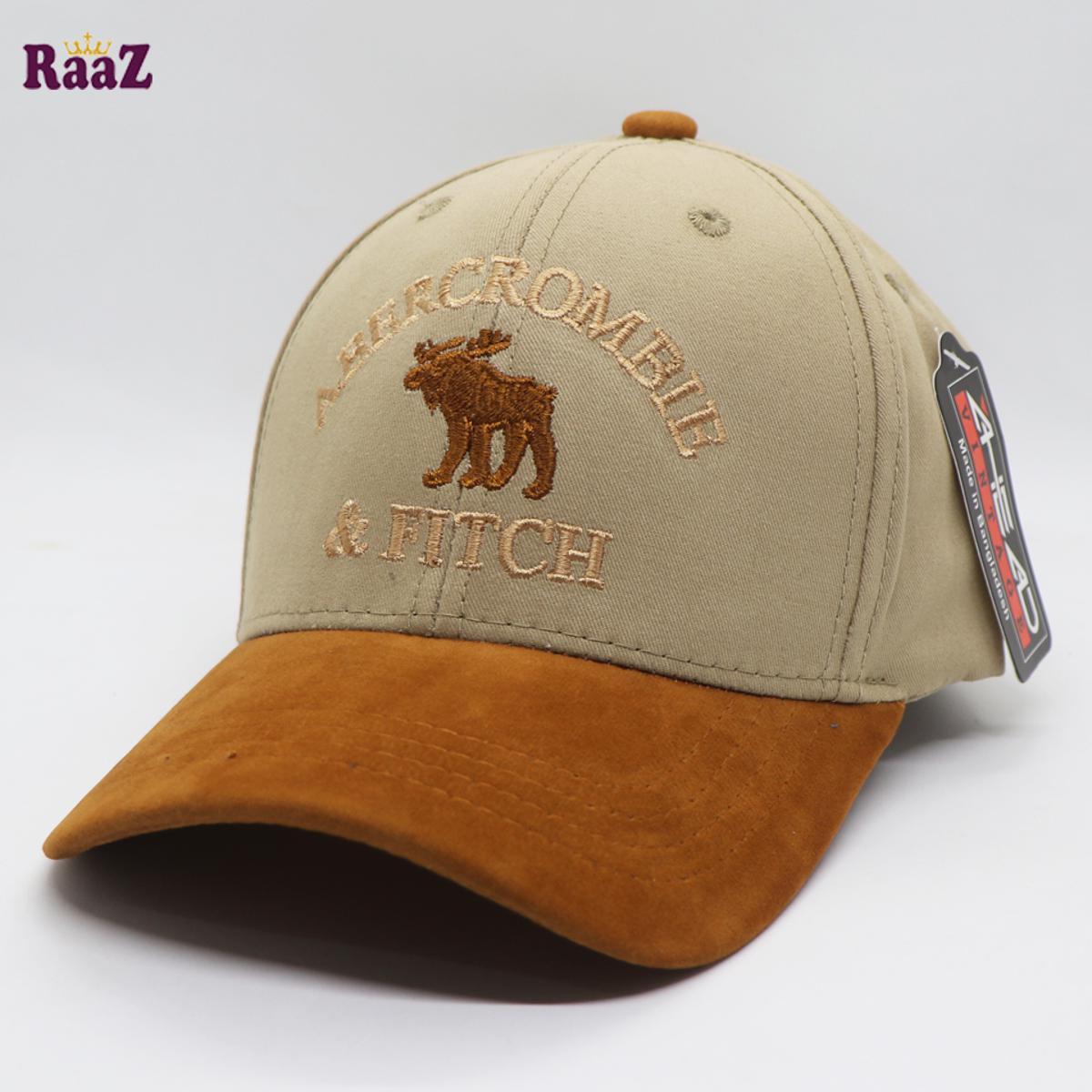 Picture of Off White and Brown ABERCROMBIE 100% Export Velvet Cotton Baseball Cap For Women