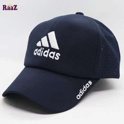 Picture of Navy Blue and White Polyester Baseball Cap For Men