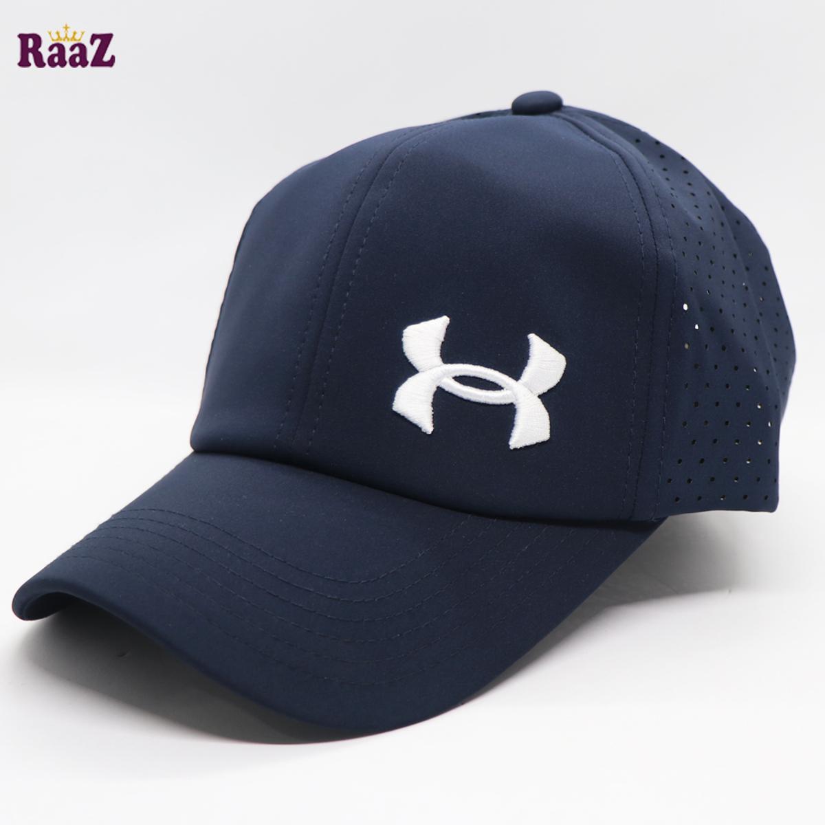 Picture of Navy Blue and White Polyester Baseball Cap For Men