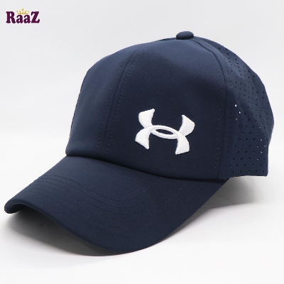 Picture of Navy Blue and White Polyester Baseball Cap For Men