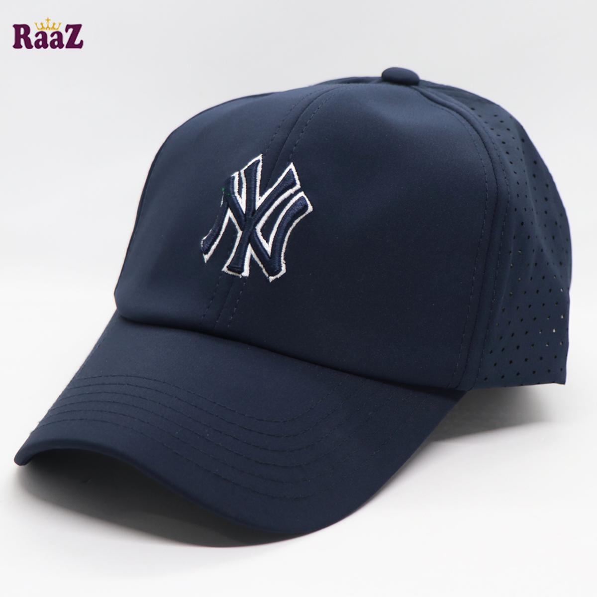 Picture of Navy Blue and White Polyester Baseball Cap For Men