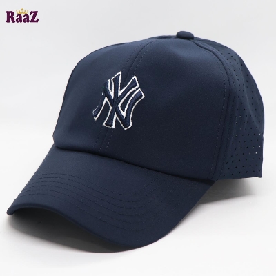 Picture of Navy Blue and White Polyester Baseball Cap For Men