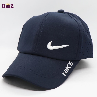 Picture of Navy Blue and White Polyester Baseball Cap For Men
