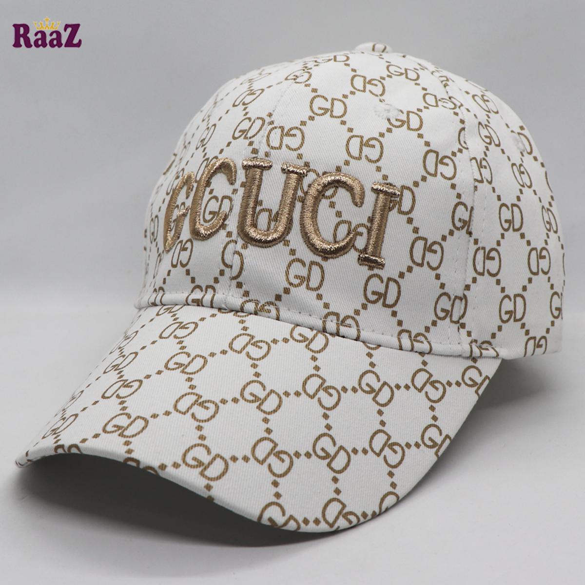 Picture of Premium Quality - White Golden GG Fabrics Embroidery Logo Imported Premium Baseball Cap - Modern - Choice Expression - Designed - Urban Vibes