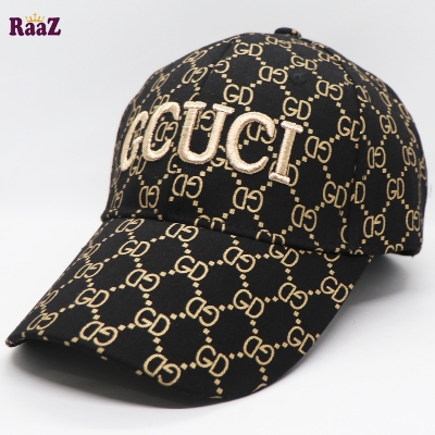 Picture of Easily Usable - Black Golden GG Fabrics Embroidery Logo Imported Premium Baseball Cap - Easy To maintain - Designed - Urban Vibes